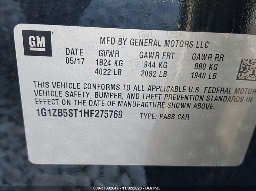 2017 CHEVROLET MALIBU LS - 1G1ZB5ST1HF275769