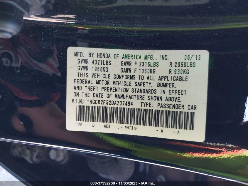 2013 HONDA ACCORD SPORT - 1HGCR2F52DA237494