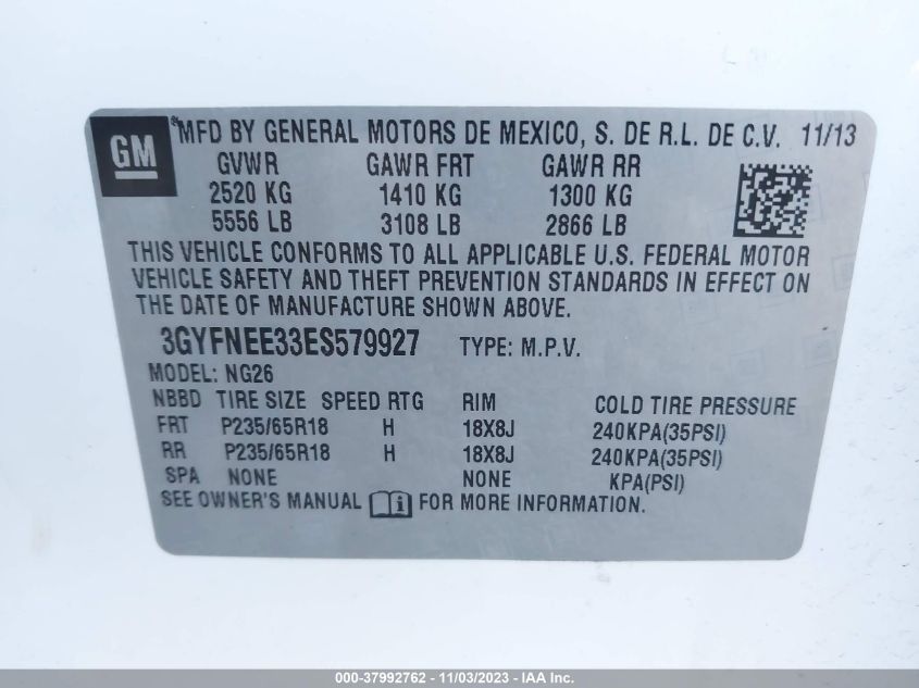 2014 CADILLAC SRX LUXURY COLLECTION - 3GYFNEE33ES579927