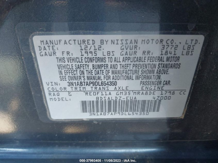2013 NISSAN SENTRA SV - 3N1AB7AP9DL654350