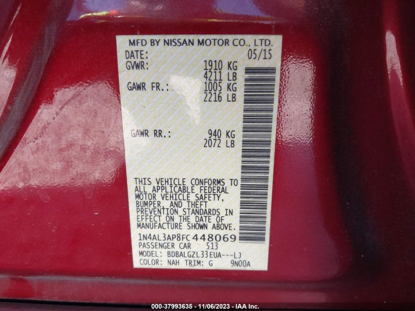 2015 NISSAN ALTIMA 2.5 S - 1N4AL3AP8FC448069