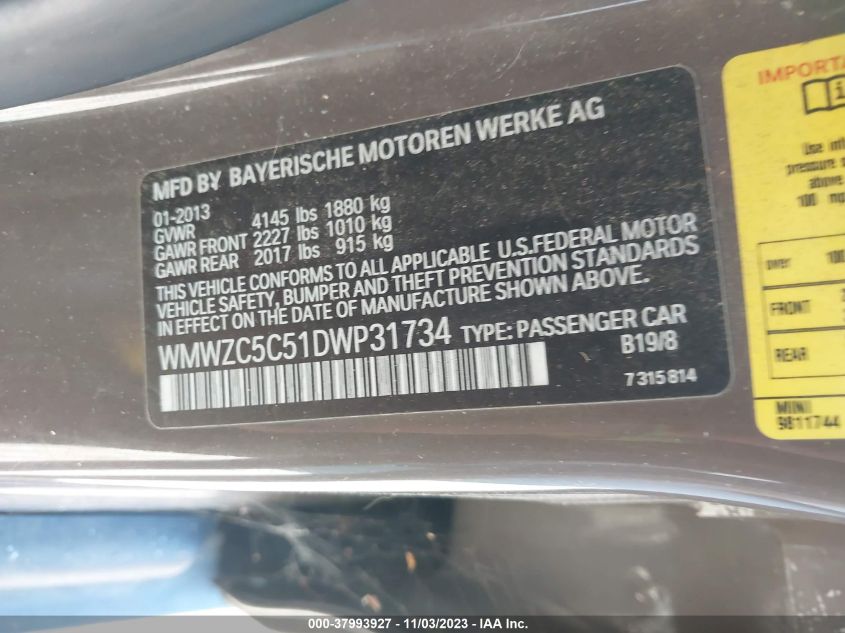 2013 MINI COOPER COUNTRYMAN S ALL4 WMWZC5C51DWP31734