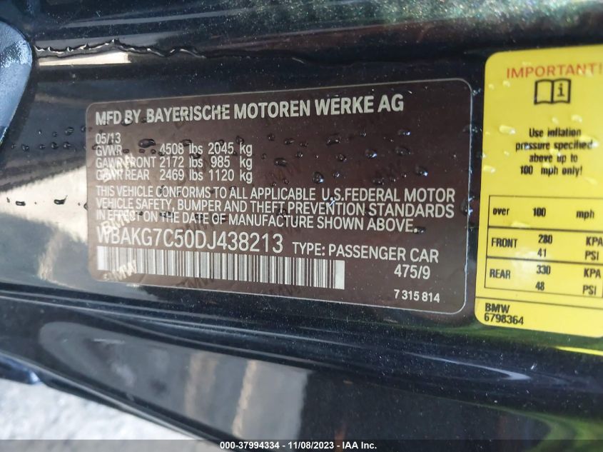 2013 BMW 335I - WBAKG7C50DJ438213