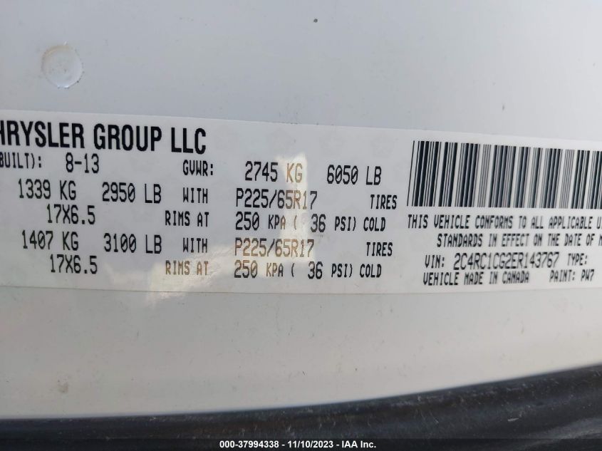 2014 CHRYSLER TOWN & COUNTRY TOURING-L - 2C4RC1CG2ER143767