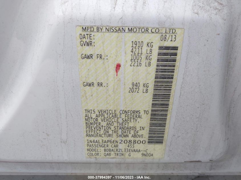2014 NISSAN ALTIMA 2.5 S - 1N4AL3AP6EN208800