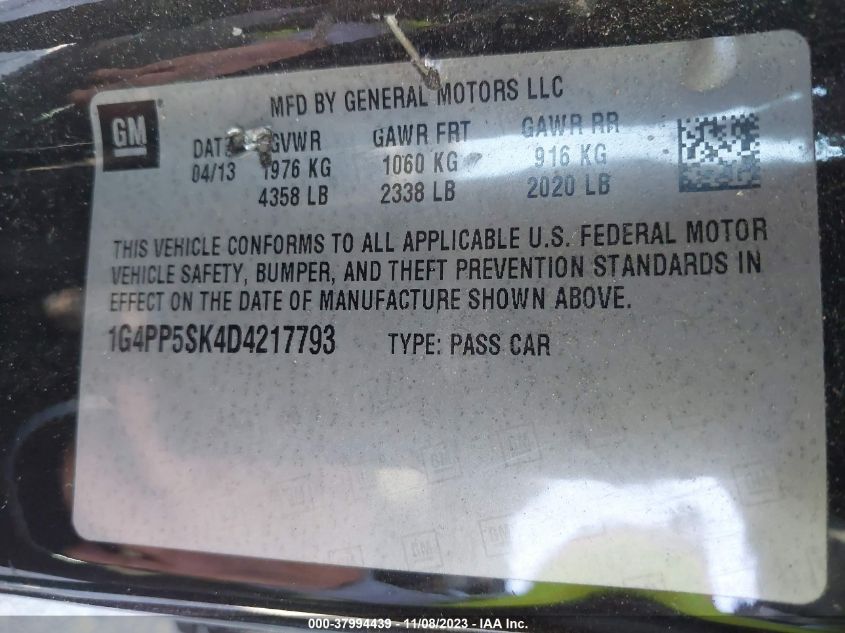 2013 BUICK VERANO - 1G4PP5SK4D4217793