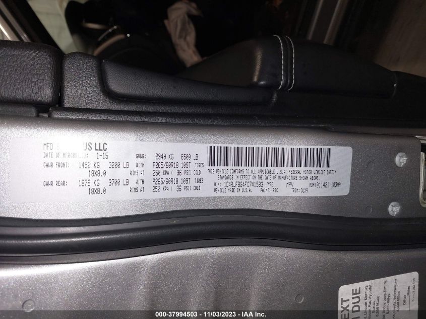 2015 JEEP GRAND CHEROKEE LIMITED - 1C4RJFBG4FC741583