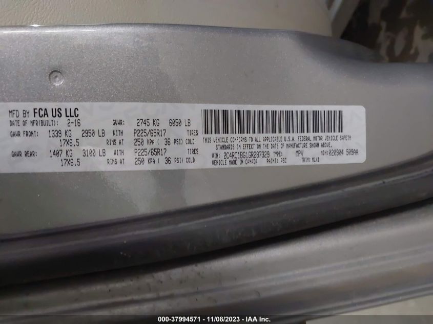 2016 CHRYSLER TOWN & COUNTRY TOURING - 2C4RC1BG1GR287329