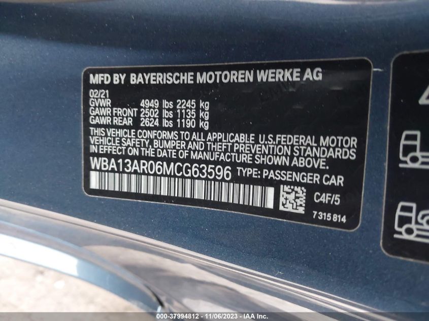 WBA13AR06MCG63596 BMW M440I XDRIVE 9