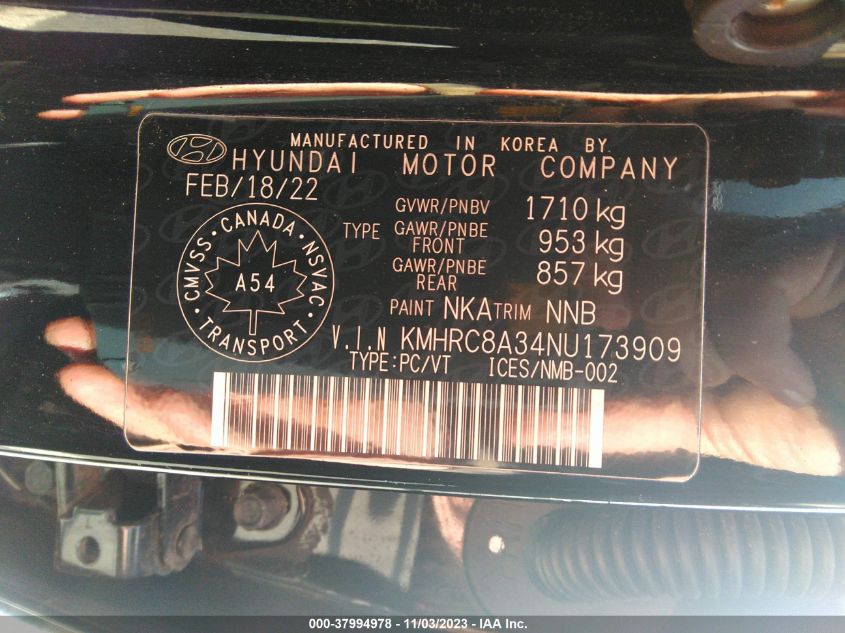 2022 HYUNDAI VENUE SEL/LIMITED - KMHRC8A34NU173909