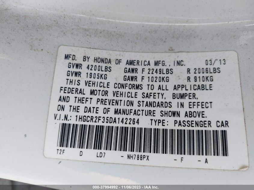 2013 HONDA ACCORD LX - 1HGCR2F35DA142264