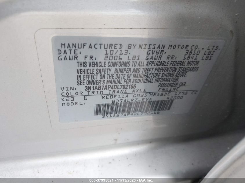 2013 NISSAN SENTRA SR - 3N1AB7AP4DL792166