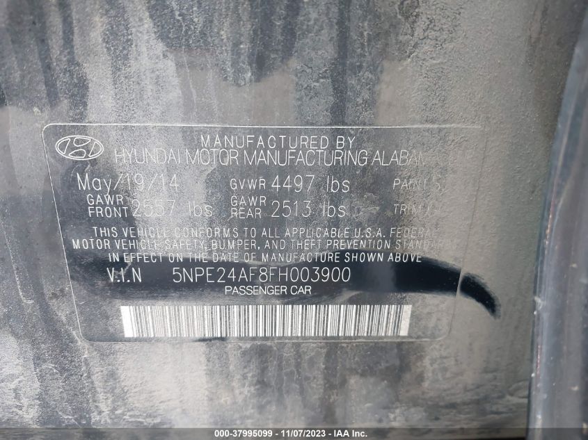 2015 HYUNDAI SONATA SE - 5NPE24AF8FH003900