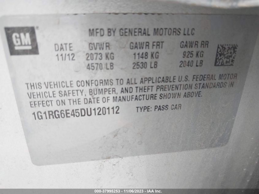 2013 CHEVROLET VOLT - 1G1RG6E45DU120112