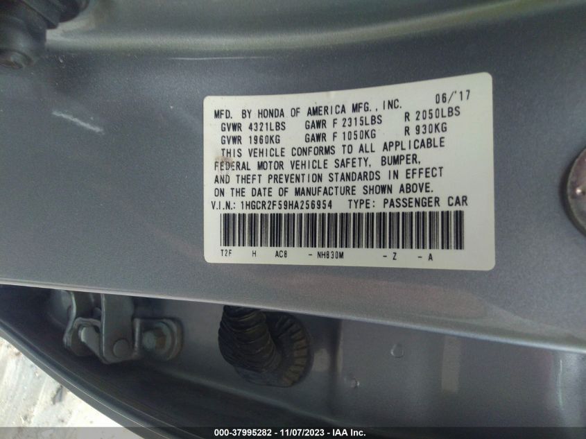 2017 HONDA ACCORD SPORT - 1HGCR2F59HA256954