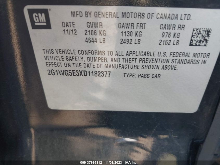 2013 CHEVROLET IMPALA LT - 2G1WG5E3XD1182377