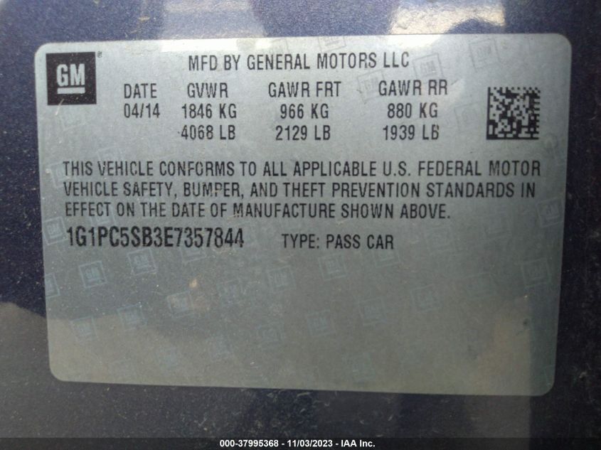 2014 CHEVROLET CRUZE 1LT AUTO - 1G1PC5SB3E7357844