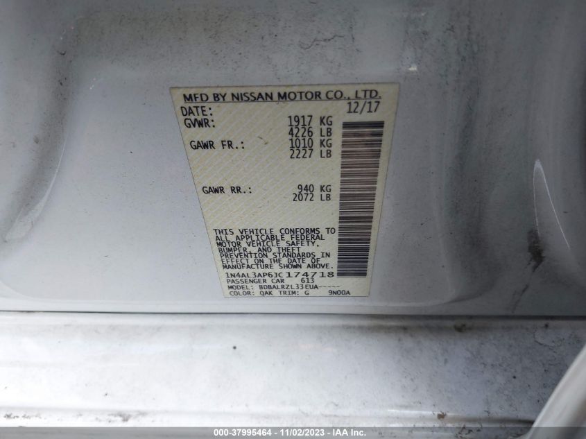 2018 NISSAN ALTIMA 2.5 SL - 1N4AL3AP6JC174718