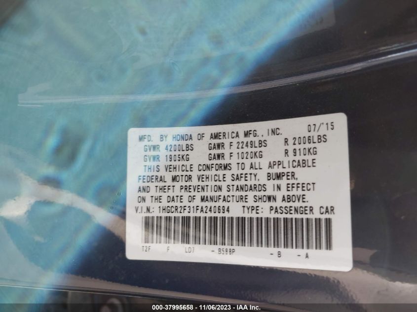 2015 HONDA ACCORD SEDAN LX - 1HGCR2F31FA240694