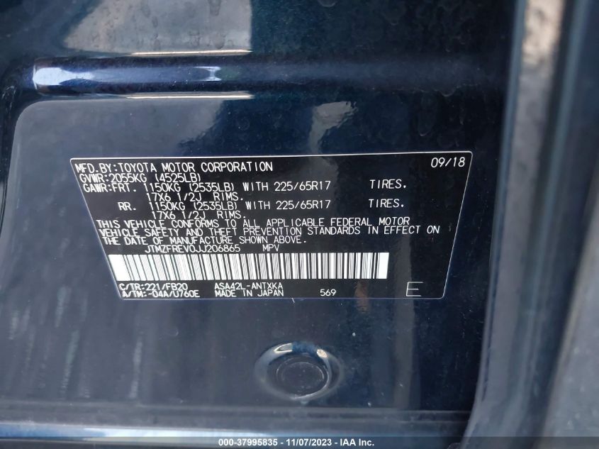 2018 TOYOTA RAV4 LE - JTMZFREV0JJ206865