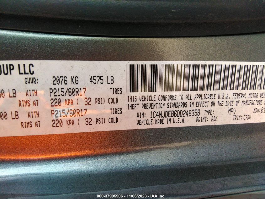 2013 JEEP COMPASS LATITUDE - 1C4NJDEB6DD246358
