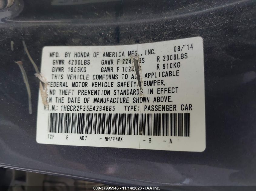 2014 HONDA ACCORD LX - 1HGCR2F35EA294885