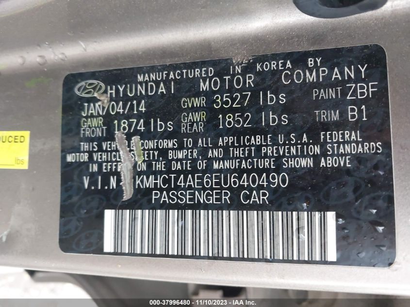 2014 HYUNDAI ACCENT GLS/GS - KMHCT4AE6EU640490