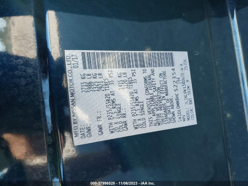 2017 INFINITI QX60 - 5N1DL0MM8HC522354