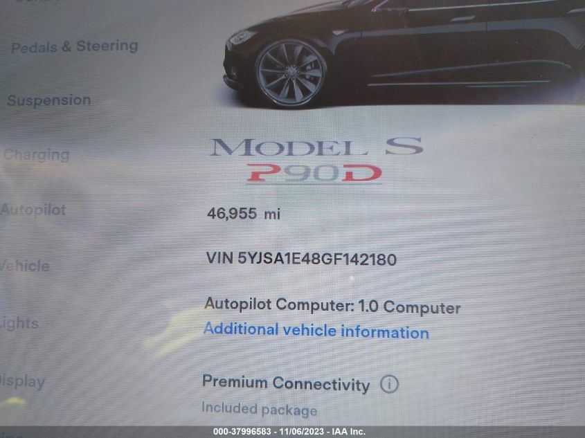 2016 TESLA MODEL S 90D/P100D/P85D/P90D - 5YJSA1E48GF142180