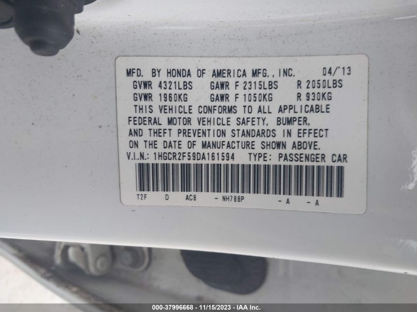 2013 HONDA ACCORD SPORT - 1HGCR2F59DA161594