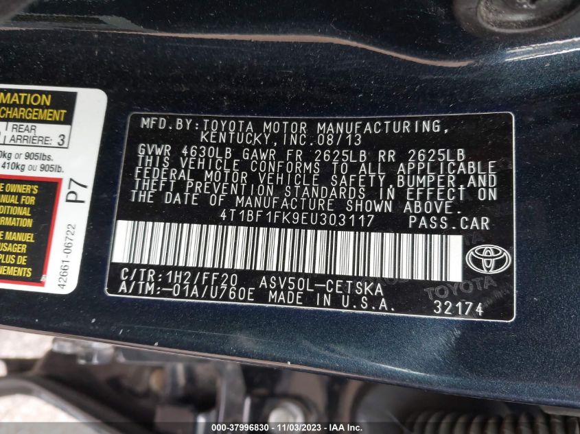 2014 TOYOTA CAMRY SE - 4T1BF1FK9EU303117
