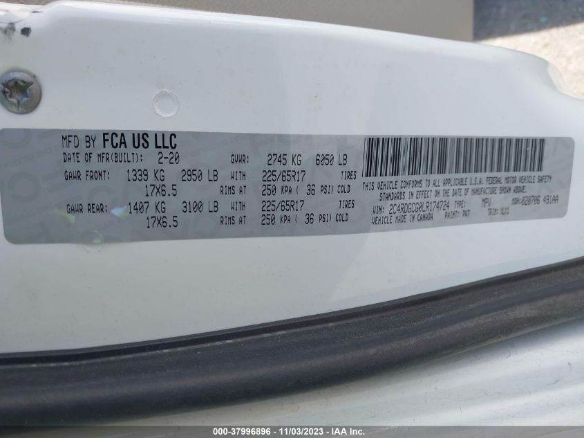 2020 DODGE GRAND CARAVAN SXT - 2C4RDGCG0LR174724