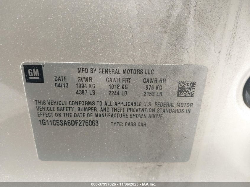 2013 CHEVROLET MALIBU 1LT - 1G11C5SA6DF276063