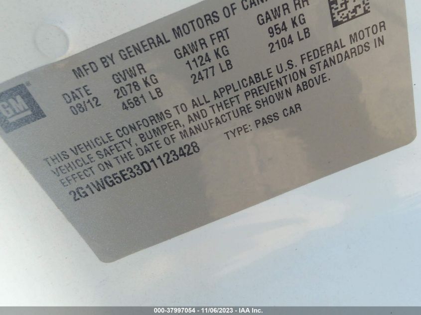 2013 CHEVROLET IMPALA LT - 2G1WG5E33D1123428