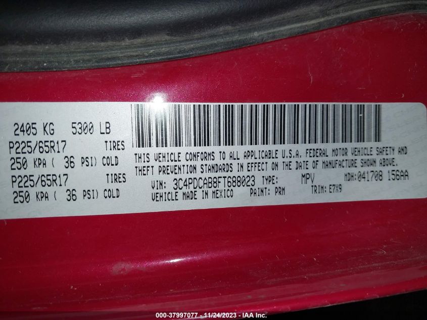 2015 DODGE JOURNEY SE - 3C4PDCAB8FT688023