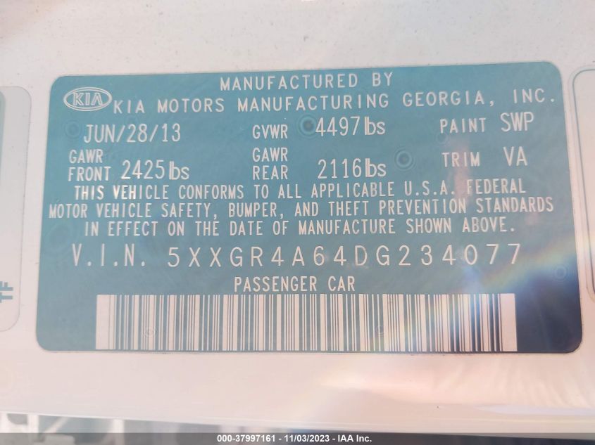 2013 KIA OPTIMA SX - 5XXGR4A64DG234077