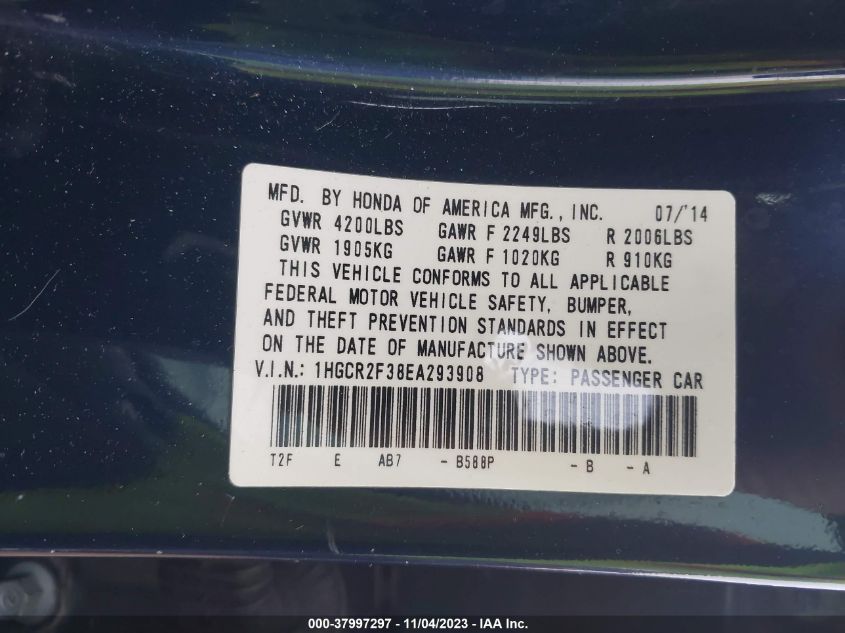 2014 HONDA ACCORD LX - 1HGCR2F38EA293908