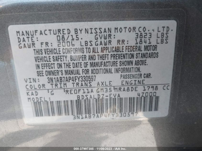 2015 NISSAN SENTRA SV - 3N1AB7AP4FY330597