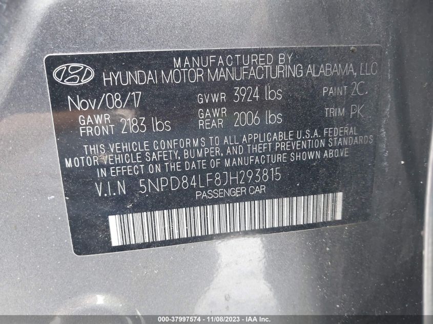 2018 HYUNDAI ELANTRA SEL - 5NPD84LF8JH293815