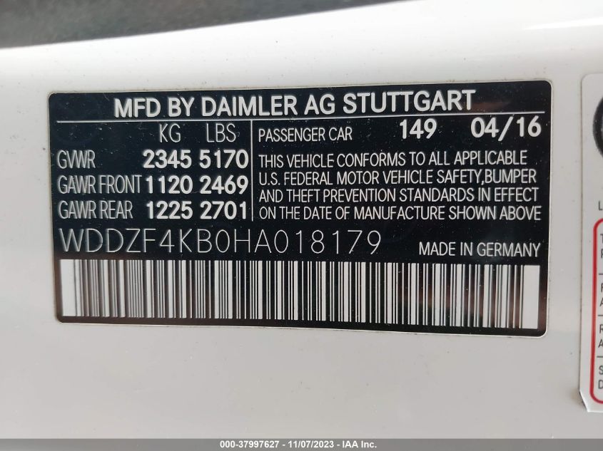 2017 MERCEDES-BENZ E 300 4MATIC WDDZF4KB0HA018179
