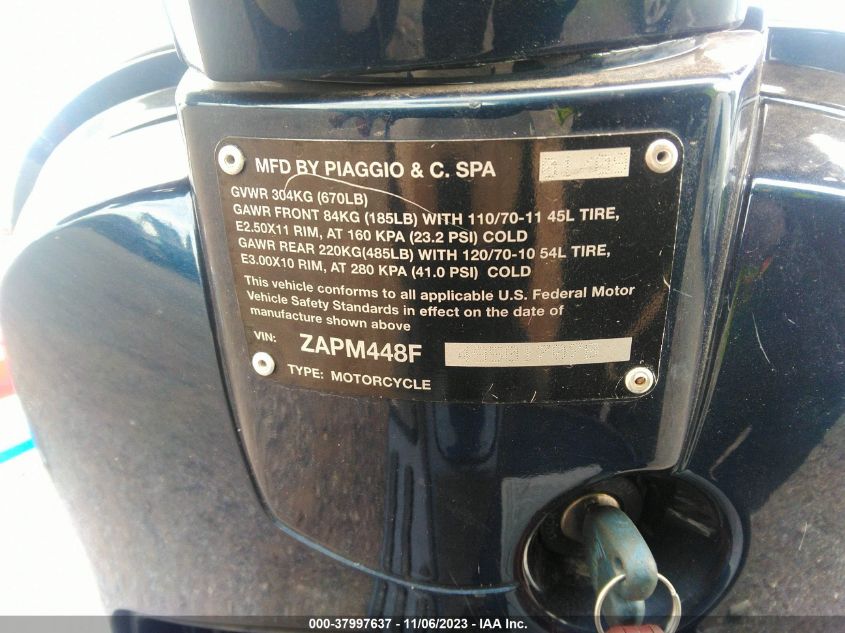 2009 VESPA LX 150 - ZAPM448F495017078