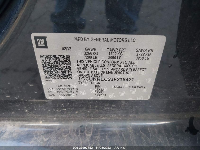 2018 CHEVROLET SILVERADO 1500 1LT - 1GCUKREC3JF218421