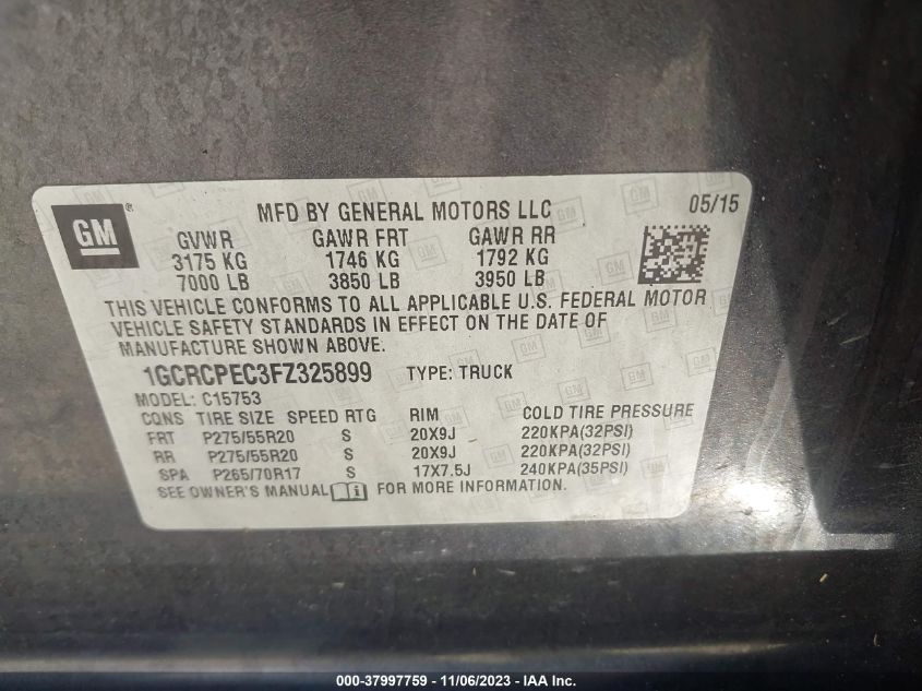 2015 CHEVROLET SILVERADO 1500 LS - 1GCRCPEC3FZ325899