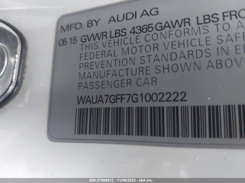 2016 AUDI A3 1.8T PREMIUM - WAUA7GFF7G1002222
