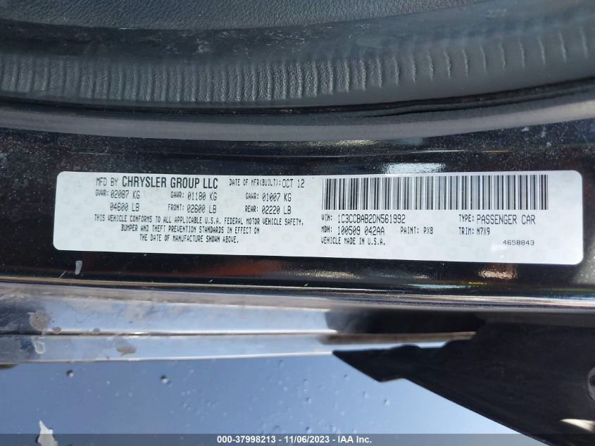 2013 CHRYSLER 200 LX - 1C3CCBAB2DN561992