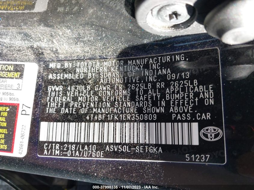 2014 TOYOTA CAMRY L/SE/LE/XLE - 4T4BF1FK1ER350809