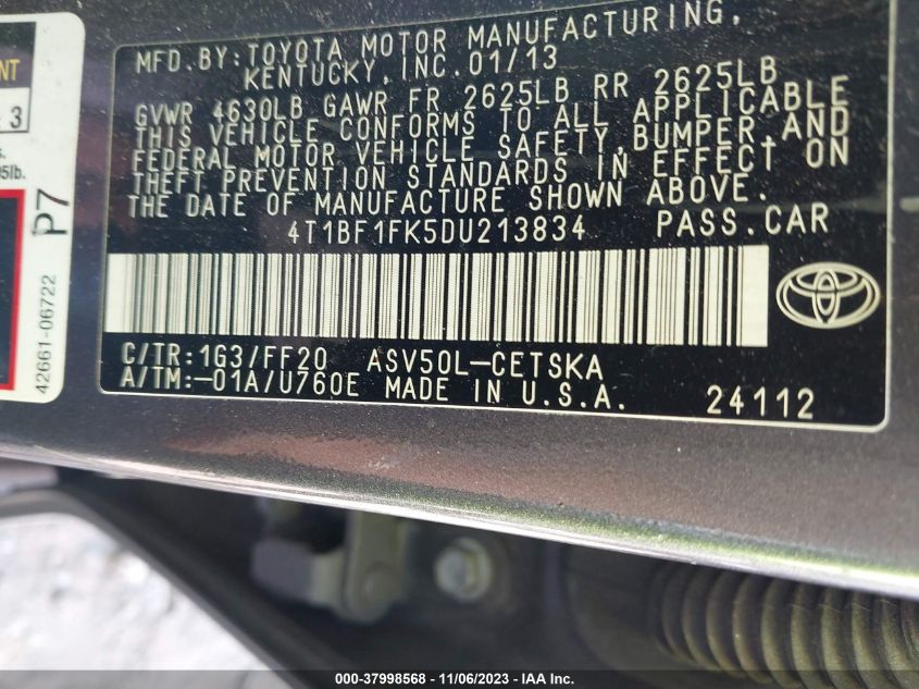 2013 TOYOTA CAMRY SE - 4T1BF1FK5DU213834