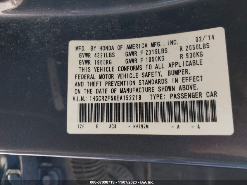 2014 HONDA ACCORD SPORT - 1HGCR2F50EA152218
