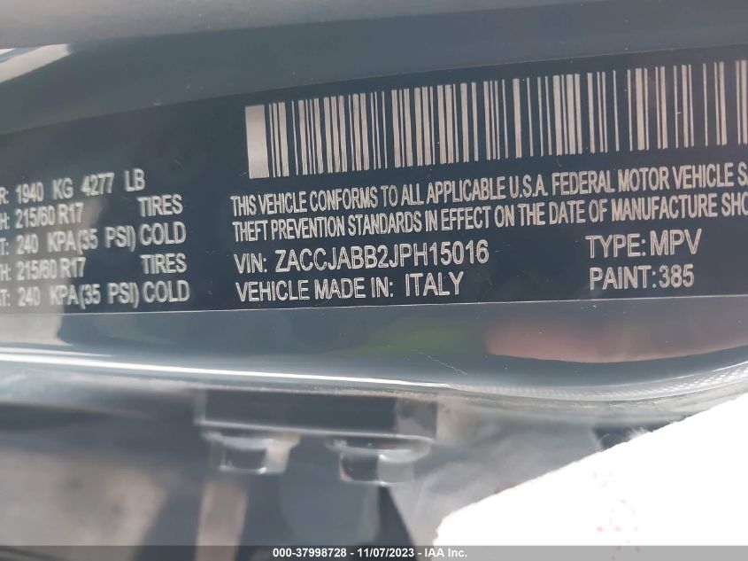 2018 JEEP RENEGADE LATITUDE - ZACCJABB2JPH15016