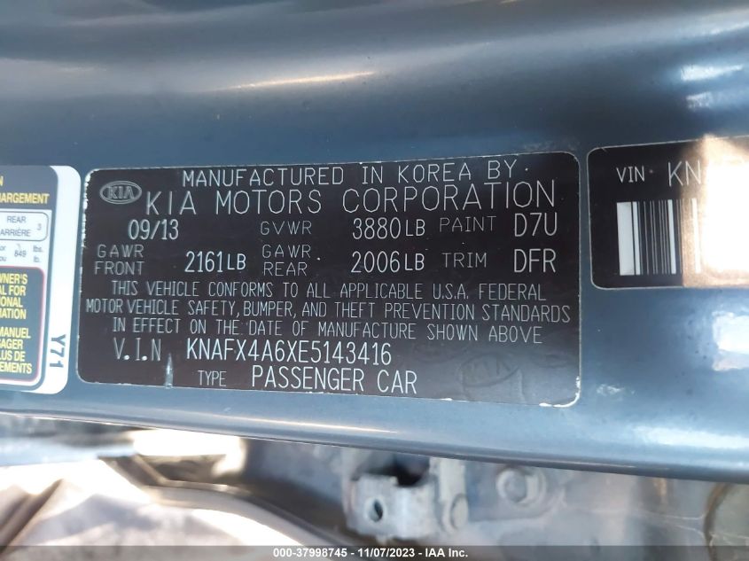 2014 KIA FORTE LX - KNAFX4A6XE5143416